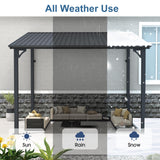 COBANA 8' x 10' Gazebo, Hardtop Wall Mounted Lean to Gazebo Pergola with Metal Roof for Patio, Deck, Backyard COBANA