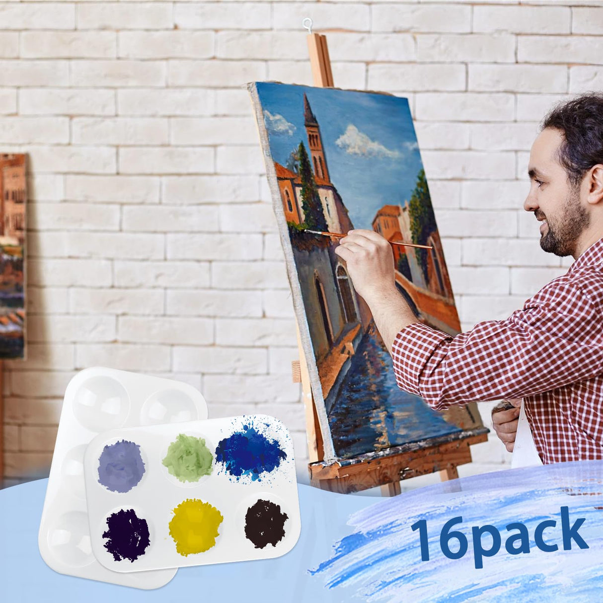 16PCS White Plastic Paint Trays - Essential for Painting Parties, DIY Crafts, and Art Painting LNAUJS