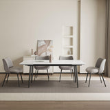 Extendable Dining Table (62.9" to 94.4") for 6 to 10 - Modern Rectangular Sintered Stone Table with High Hardness and Easy Maintenance - Stylish White NessCarsti