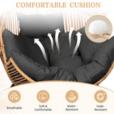 Vongrasig Outdoor Wicker Egg Chair PE Rattan Chair with Cushion, Oversized Patio Lounge Chair for Outdoor, Indoor, Balcony, Backyard, Garden, Black Vongrasig