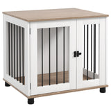 PawHut Dog Crate Furniture, Side Table Indoor Dog Kennel, End Table with Lockable Door for Small and Medium Dogs, Walnut Brown PawHut
