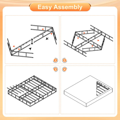 Husleephu California King Box Spring 8 Inch, High Profile Metal Cal King Box Spring with Fabric Cover, Sturdy Mattress Foundation, Easy Assembly, Noise Free, Black