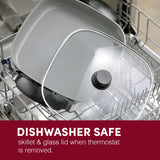 Elite Gourmet EG2212 12"x12"x2.15” Ceralast™ PFAS Free Ceramic Electric Skillet, Dishwasher Safe, Rapid Heat Up, 1200W, Dark Grey Elite Gourmet