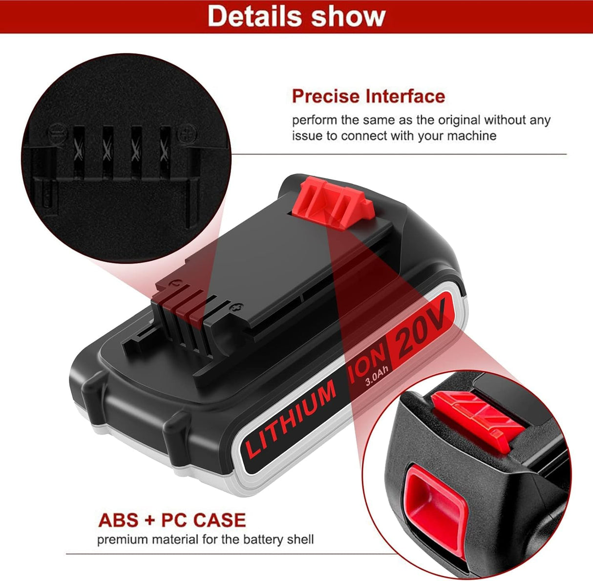 3.0Ah LBXR20 Lithium Replacement Battery for Black and Decker 20V Battery Max LB20 LBX20 LST220 LBXR20B-2 LB2X4020 Compatible with Black and Decker 20 Volt Tools LCS1020 LDX20C LSW221 BDCDMT120-Red Munikind