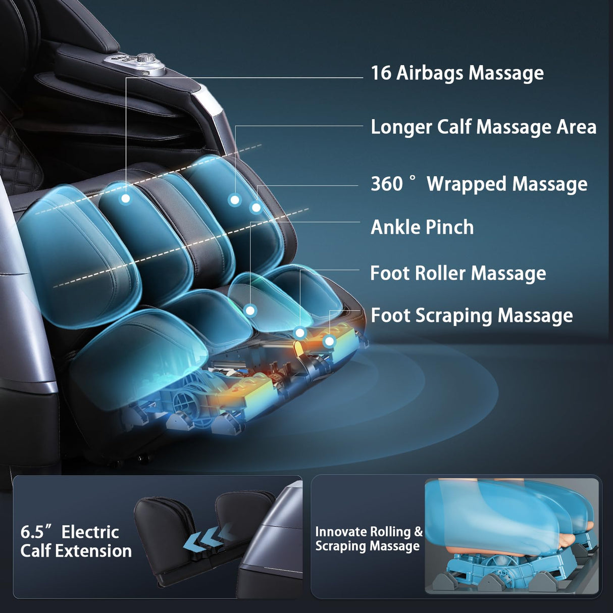 HealthRelife 4D Massage Chair Full Body, 166° Flexible Track, 18 Modes, 11Technique, 36 Airbag Massage, with Yoga Stretch, Foot Massage, Zero Gravity Massage Recliner（Black） HealthRelife