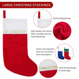 Tokforty 24 Pack Felt Christmas Stockings, 19 Inches Red and White Christmas Stockings Hanging Ornaments, White Cuff with Gold Trim Christmas Stockings for Family Christmas Holiday Decorations Tokforty