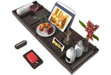 Bathtub Caddy Tray for Luxury Bath - Bamboo Waterproof Expandable Bath Table Over Tub with Wine and Book Holder and Free Soap Dish (Brown) Bamfan