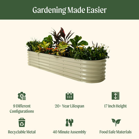 Vego garden Raised Garden Bed Kits, 17" Tall 9 in 1 8ft x 2ft Metal Raised Planter Bed for Vegetables Flowers Ground Planter Box, Sky Blue Vego garden