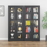 Polup Display Cabinet with Glass Doors, Black Curio Cabinet with Lock, 71“ Tall Display Case for Living Room, Bookcase for Home, Clinic, School (Black)- Assemble Required Polup