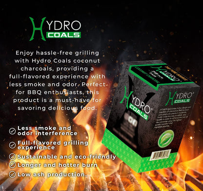 Hydro Coconut Charcoal - Ultimate Grilling & BBQ Experience with Cubes Made of Coconut Shell, Long-Lasting Odorless Charcoal - (1 KG)