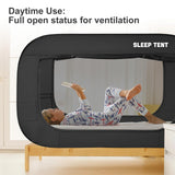 BORNA Bed Canopy Bed Tent Dream Tents Autism Shelter Cabin Indoor Sleeping Tents Privacy Warm Breathable Pop Up Twin Size Double Door with Mosquito Mesh Window for Kids and Adult (Black) BORNA
