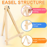ESRICH 4 Pack 9 Inch Wood Easels, Easel Stand for Painting Canvases, Art, and Crafts, Tripod, Painting Party Easel, Kids Student Tabletop Easels for Painting, Portable Canvas Photo Picture Sign Holder ESRICH
