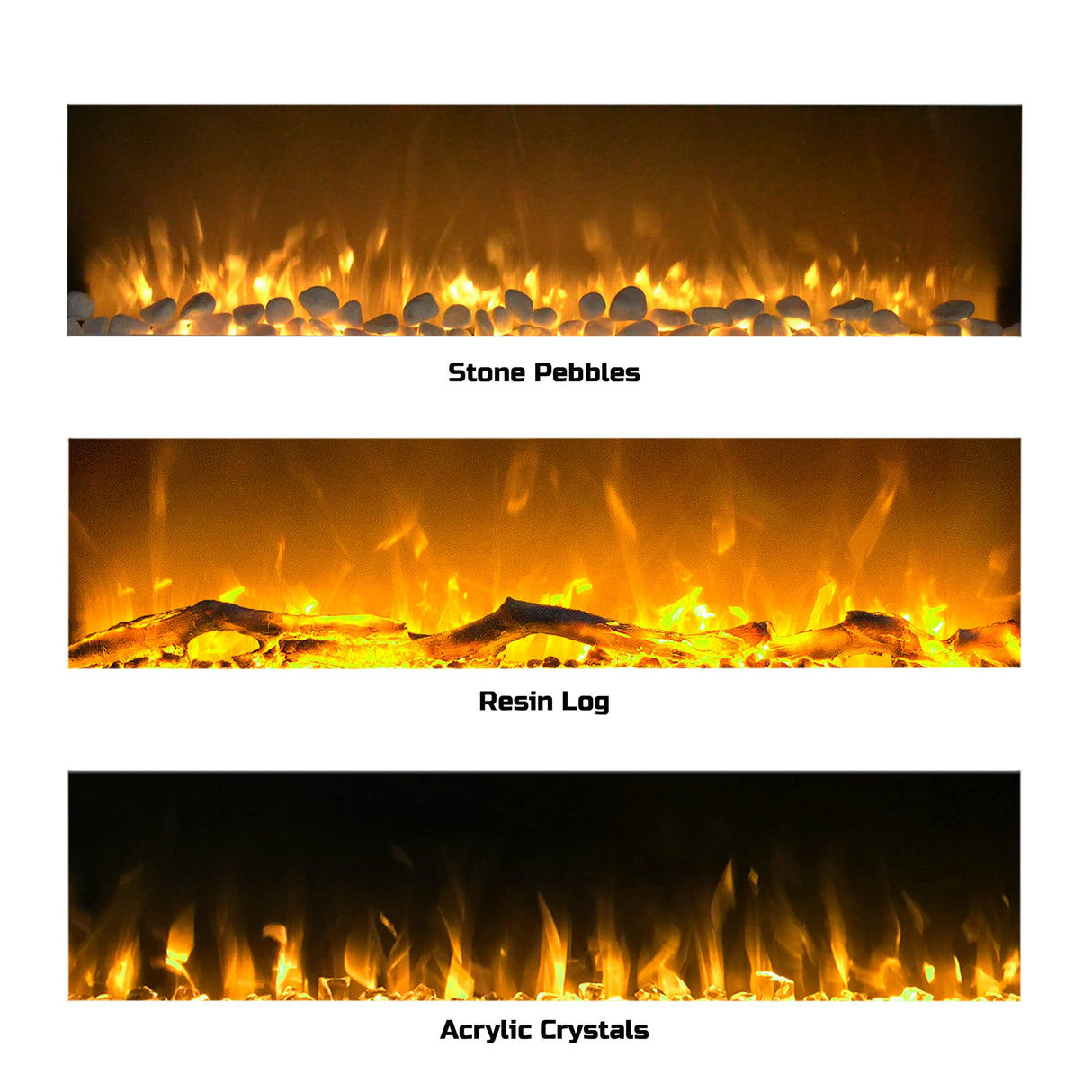 Northwest Electric Fireplace - 50 Inch Wall Mounted Fireplace with 10-Color LED Flames, 3 Backgrounds, Adjustable Brightness, and Remote (White) Northwest