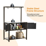 Fienveorn 40-50 Gallon Aquarium Stand with LED Light Power Outlets,Heavy Duty Metal Fish Tank Stand with Cabinet for Fish Accessories Storage,Turtle Reptile Terrariums Stand( Black ) Halitaa