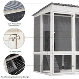 AECOJOY 67'' Extra Large Chicken Coop with Run for 8-10 Chickens, Wood Chicken House with Roost Bar & 4 Nesting Boxes, Outdoor Poultry Pet Cage Hen Fence for Backyard AECOJOY