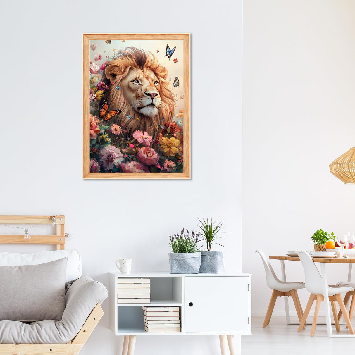 RICUVED Diamond Art Painting Kits for Adults, Lion Diamond Painting Kits 5D Animal Diamond Art Kit for Beginner, Flowers Diamond Painting Full Round Drill Art and Crafts for Gift Decor 30x40cm RICUVED