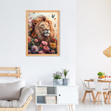RICUVED Diamond Art Painting Kits for Adults, Lion Diamond Painting Kits 5D Animal Diamond Art Kit for Beginner, Flowers Diamond Painting Full Round Drill Art and Crafts for Gift Decor 30x40cm RICUVED