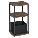 SONGMICS HOME Side Table, 3-Tier Nightstand with Storage, End Table with Fabric Basket, for Bedroom, Living Room, Steel Frame, Superfast Toolless Assembly, Modern, Ebony Walnut ULET286K01 SONGMICS HOME