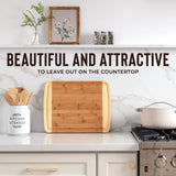 Bamboo Cutting Board - Wood Chopping Board with Juice Groove, Charcuterie Board, Serving Platter Cheese Board, Bread Board, Turkey Meat Cutting Board Indigo True