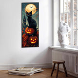 Kaliosy 5D Large Black Cat Pumpkin Diamond Art Kits for Adults, DIY Halloween Diamond Painting Full Round Drill Crystal Art - Craft Cross Stitch Embroidery for Home Wall & Office Decor 11.81x31.5 inch Kaliosy