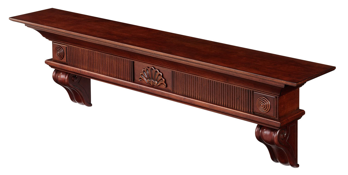 Pearl Mantels ARYB7241670 Elegantly Detailed Wood Mantel Shelf, 72", Distressed Cherry Pearl Mantels