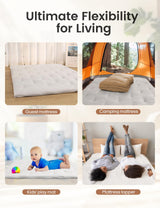 Syrinx Japanese Floor Futon Mattress Twin Size, Foldable Tatami Mat Portable Camping Sleeping Pad, Boys Girls Dormitory Thicken Mattress, Roll Up Floor Bed for Adults Child, Grey, 39"x 80" Syrinx