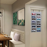 Casaphoria Sunglasses Organizer Storage, Hanging Dust Proof Wall Pocket Glasses Organizer - 16 Felt Slots Sunglass Organizer Holder with Metal Hook and Sturdy Rope, X-Large, Gray, Dust Proof Casaphoria