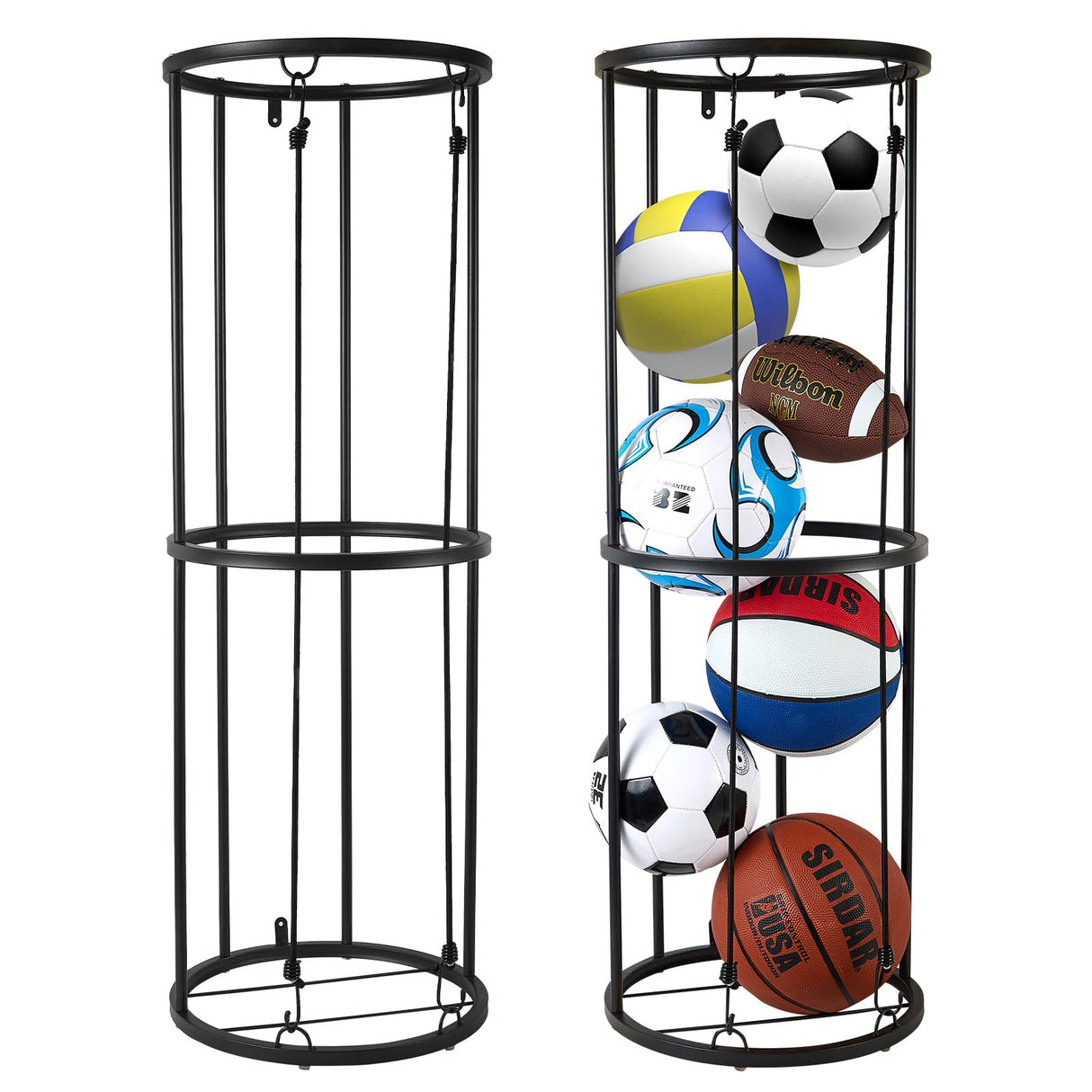 URMMIY Garage Ball Storage Rack - Wall-Mounted Vertical Ball Holder for Basketball, Soccer, Volleyball, Football - Space-Saving Sports Organizer for Garage, Home, Basement, Kids' Room, Outdoor Use URMMIY