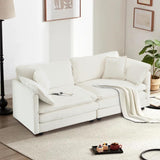 SoarFlash Chenille Sectional Sofa, Comfy Modular Loveseat Sofa, Modern 2-Seat Couch Deep Seat Sofa Set for Living Room,White SoarFlash