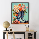 Yezavesu Cowboy Boots Paint by Numbers Kit for Adults Beginner, Flower Adult Paint by Number Kits on Canvas Without Frame, DIY Acrylic Painting by Numbers for Home Wall Decor Gift 16x20 Inch Yezavesu