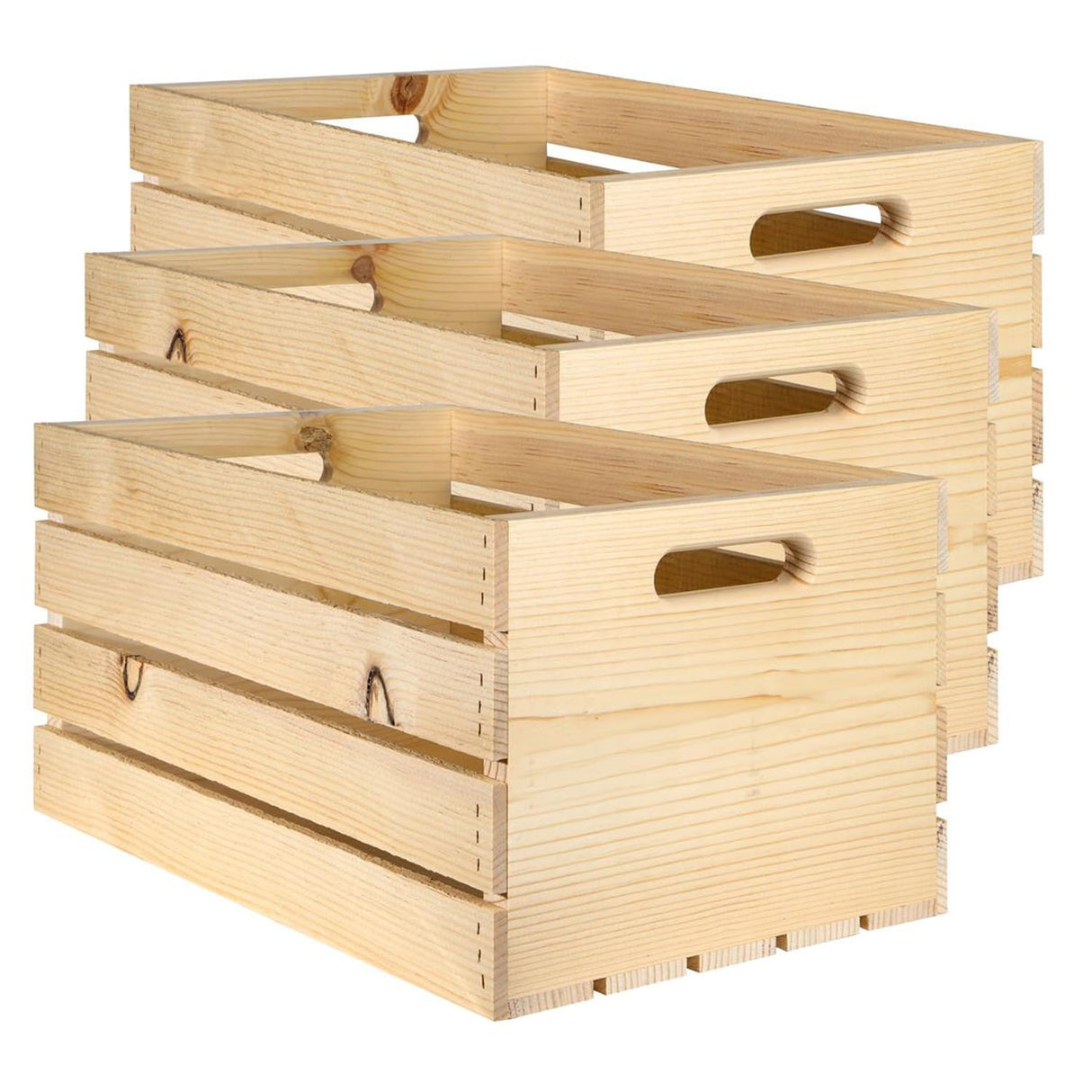 Good Wood by Leisure Arts Wooden Crate, Country, 3pc, Wood Crate Unfinished, Wood crates for Display, Wood crates for Storage, Wooden crates Unfinished, Pine, 18"x12.5"x9.5" Good Wood by Leisure Arts