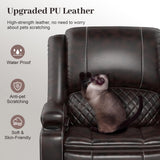 Yolsali Recliner Chairs for Adults, Oversize Manual Reclining Chair with 2-Tier Cushions, Faux Leather Recliner Chair with Hidden Storage Space, Living Room Recliner Chairs with Cup Holders - Brown Yolsali