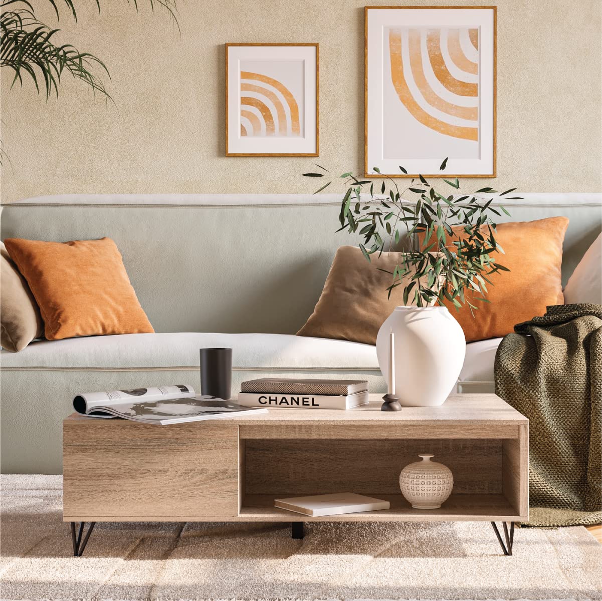 Milliard Modern Farmhouse Coffee Table with Storage Grey Milliard
