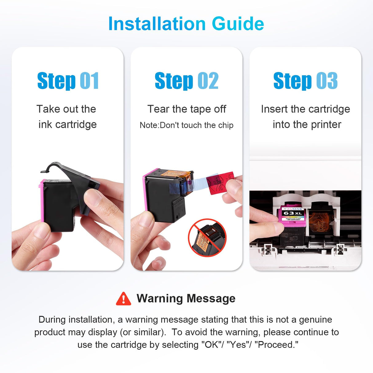 PANINK Remanufactured Ink Cartridges Replacement for HP Printer Ink 63 XL HP 63 Ink HP63 63XL Ink Cartridges Black Color Combo Pack for 3830 4650 5200 5255 4520 4512 1112 2132 3630 3632 Printer PANINK