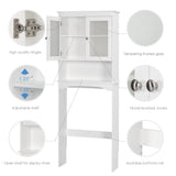 Spirich Over The Toilet Storage Cabinet, Above Toilet Storage Shelf with Glass Doors, Behind Toilet Bathroom Organizer, White Spirich