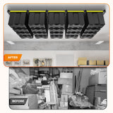 BEAMNOVA Overhead Garage Storage Rack,Ceiling Bin Rails Storage Heavy Duty Metal Garage Ceiling Storage Racks,Overhead Tote Storage Rail System,Overhead Bin Storage (Black) 48" x 48" BEAMNOVA