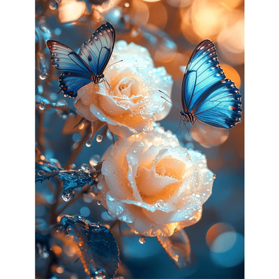 NEWENMO Rose Diamonds Painting Kits for Adults Beginner DIY 5D Flowers Diamond Art Paint with Round Diamonds, Full Drill Gem Art Butterfly Diamonds Painting for Craft Home Wall Decor 12x16Inch