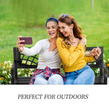 BestMassage Outdoor Garden Bench,Iron Steel Frame Patio Bench with Mesh Pattern and Plastic Backrest Armrests for Porch,Lawn,Garden,Park,Yard,Black BestMassage