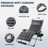 HOMSHADE XXL Zero Gravity Chair with Cushion, 33In Oversized Zero Gravity Lounge Chair, Patio Outdoor Recliner Chair for Indoor Outdoor with Headrest, Cup Holder, Footrest Support 500Lbs, Grey HOMSHADE