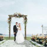 VINGLI Wooden Garden Arbor, Wedding Arch, 6.6ft Arch Backdrop Stand for Ceremony, Wood Trellis for Plant Climbing, Christmas Decor Pergola for Garden Backyard, Lawn VINGLI