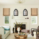 ZEXUIRU 2PCS Arched Window Wall Mirror,Rustic Farmhouse Accent Mirror, Wood Framed Entry Mirror for Living Room,Bathroom,Bedroom,Kitchen,15.5 * 9.8 Inch ZEXUIRU