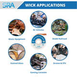 SRA Soldering Wick with Flat Woven Copper Desoldering Braid Strip and No Clean Flux for Easy Damage-Free Solder Removal - 3 Pack 10 Foot Solder Wick Spool SRA Soldering Products