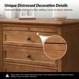 HULALA HOME Farmhouse 3 Drawer Nightstand with Tray, Drawer Organizer with Wood Legs, Nightstand with Charging Station (Acorn) HULALA HOME