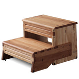 unununu 16" Wooden Two Step Stool for Adult & Kid, Wider, Deeper & Safer Bedside Steps, Anti-Slip. Riser 2-Step Spa & Hot Tub Stairs for Pool, Heavy Duty for Kitchen, Bathroom, Closet, High Bed Step unununu