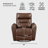 Lexicon Swivel Glider Reclining Chair, Top Grain Leather Match Manual Recliner, Comfy Nursery Glider Recliner, Swivel Reclining Chair for Living Room/Office/Bedroom/Apartment, Toffee Brown Lexicon