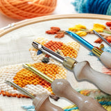 DiaWiew Adjustable Punch Needle Kit - Punch Needle Tool Include Wooden Handle Embroidery Pen Kits - Punch Needle Set for DIY Craft Decoration and Gifts - Perfect for Adults Beginners DiaWiew