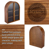 MyGift Arched Wall Cabinet,Bathroom Medicine Wall Mounted Cupboard,Mid Century Style Floating Storage Cabinet with Glass Door,Natural Acacia Wood MyGift
