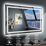Snowdool LED Bathroom Mirror, 72"x40" with Front and Backlit, Anti-Fog, Large Bathroom Vanity Mirror for Wall, Memory Function, Stepless Dimmable, Tempered Glass (Horizontal/Vertical) Snowdool