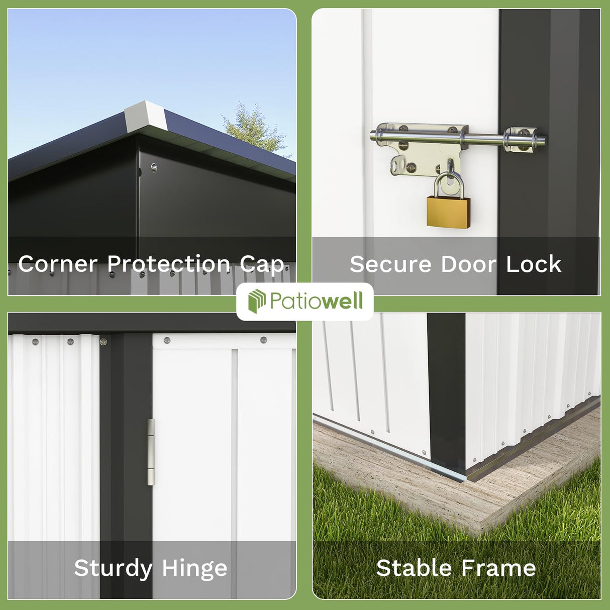 Patiowell 5x3 FT Outdoor Storage Shed, Garden Tool Shed with Sloping Roof and Lockable Door, Metal Shed for Backyard Garden Patio Lawn, White Patiowell