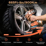 Cordless Impact Wrench, 665Ft-Ibs (900N.m) 1/2" Electric Impact Wrench, 21V Power Impact Drill with 2x 4.0Ah Battery, 6 Sockets, 8 Drill, 6 Screws, Impact Gun Variable Speeds for Car/Truck/Mower Protmex